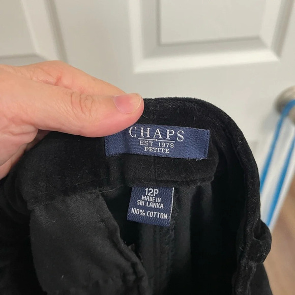 Chaps Petite Womens Pants Size 12P Black Velvet Straight Leg Casual Mid Rise - Picture 6 of 6